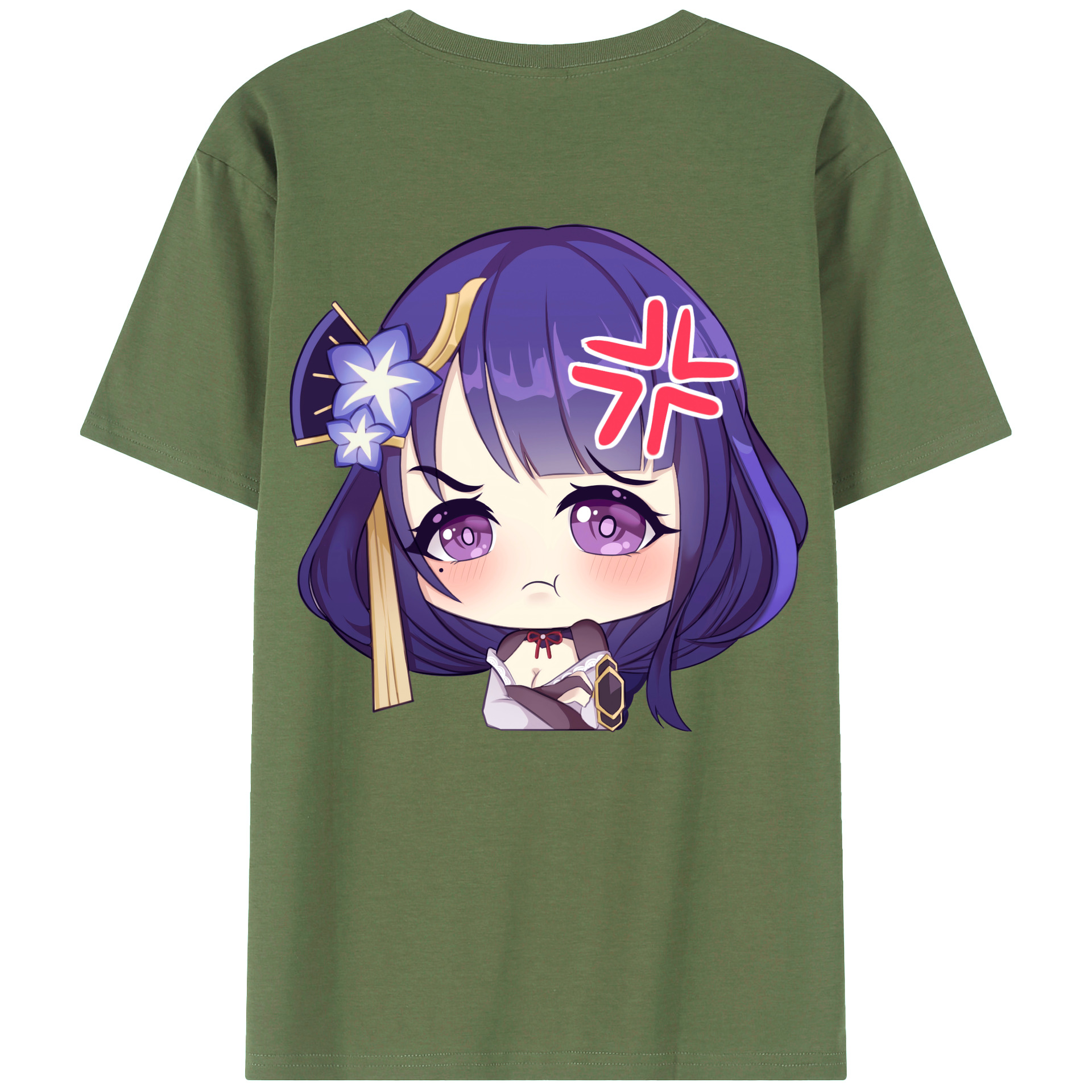 げんし神 雷電将軍 らいでんしょうぐん genshin Raiden Shogun 綿100％ メンズ半袖Tシャツ（バックプリント） 通気性